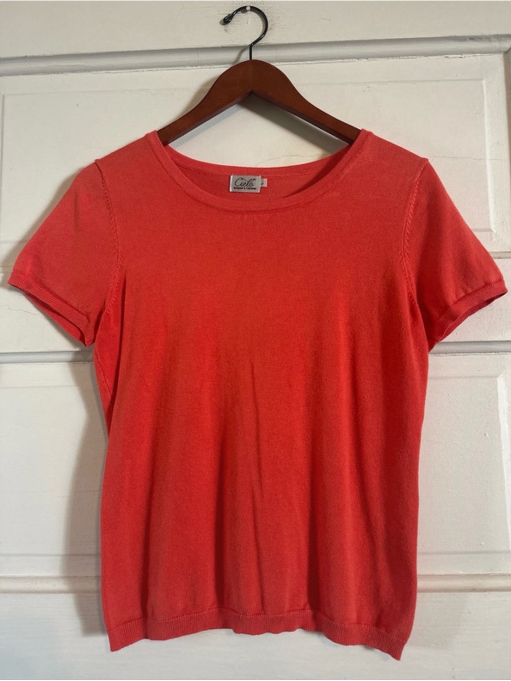Cielo Coral Short Sleeve Knit Sweater